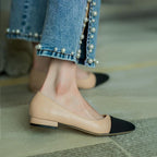 Block-Heel Cap-Toe Slingbacks — on model