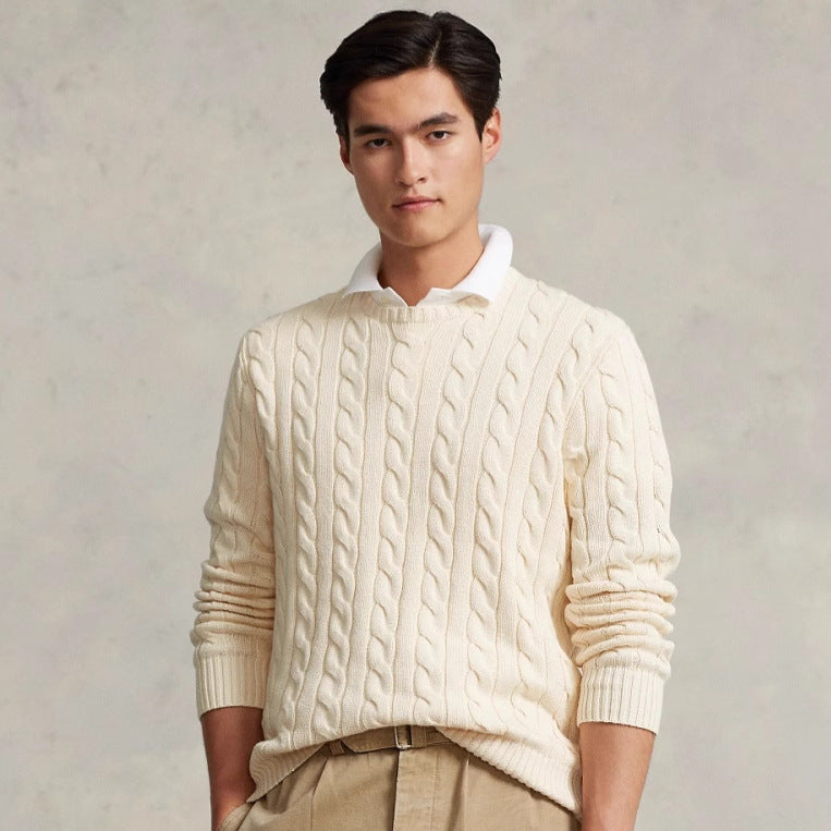 Cotton Cable-Knit Half-Zip Sweater