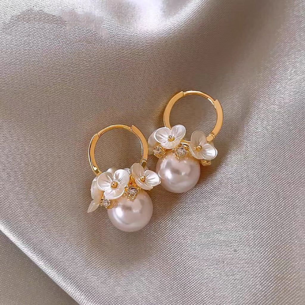 Floral Pearl Earrings — detail