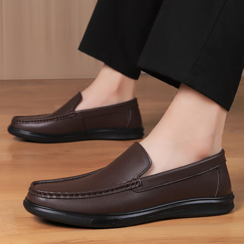 Plain-Vamp Leather Loafers