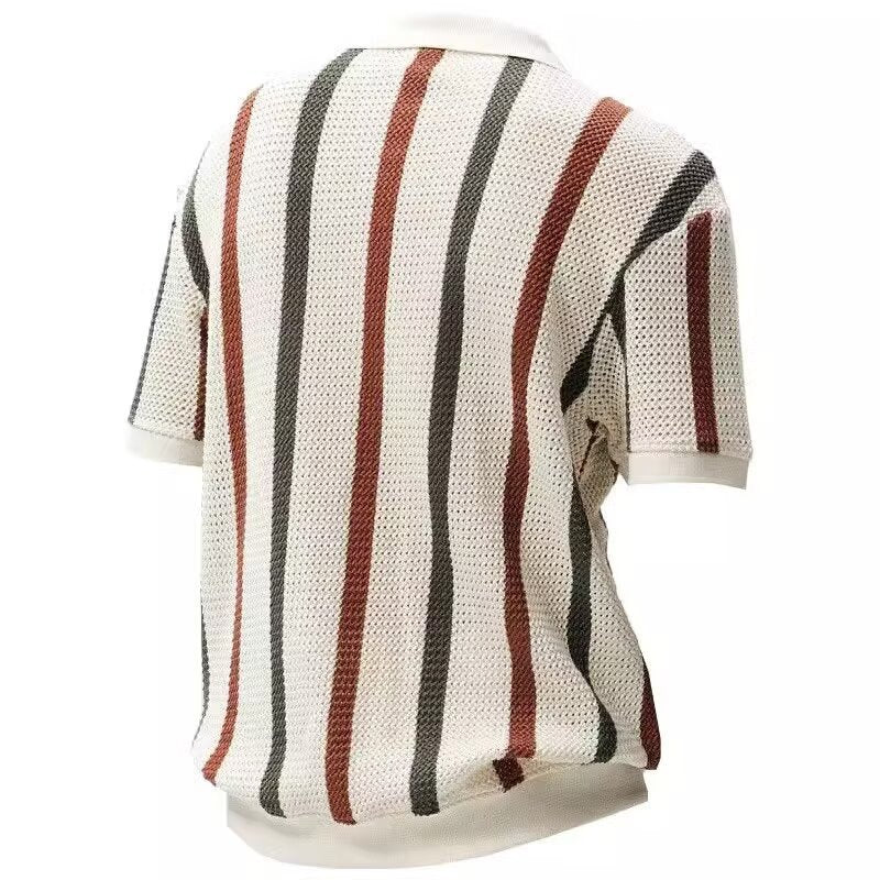 Open-Knit Stripe Polo — detail