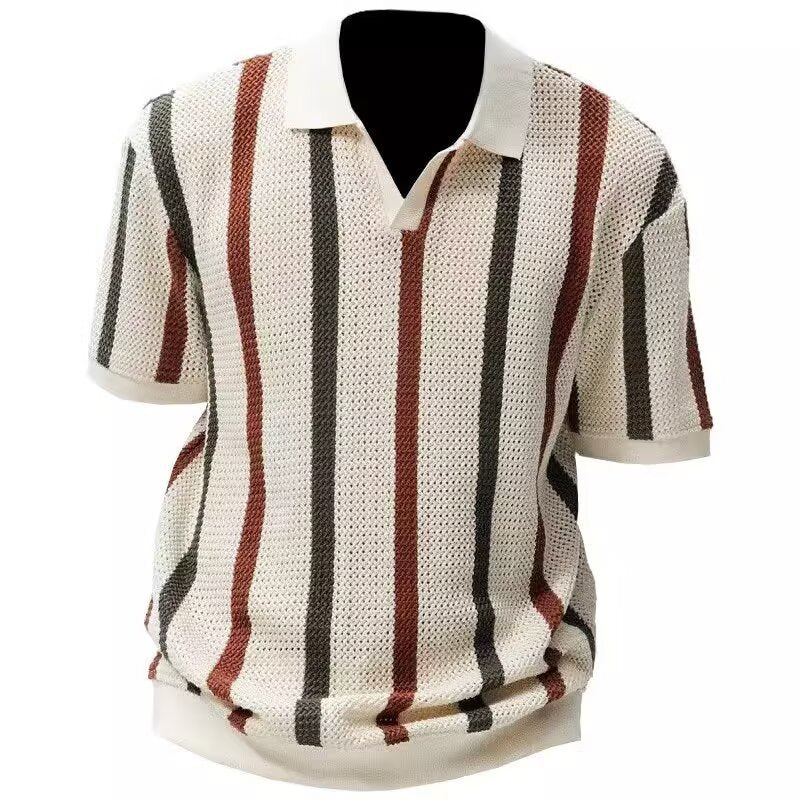 Open-Knit Stripe Polo — detail