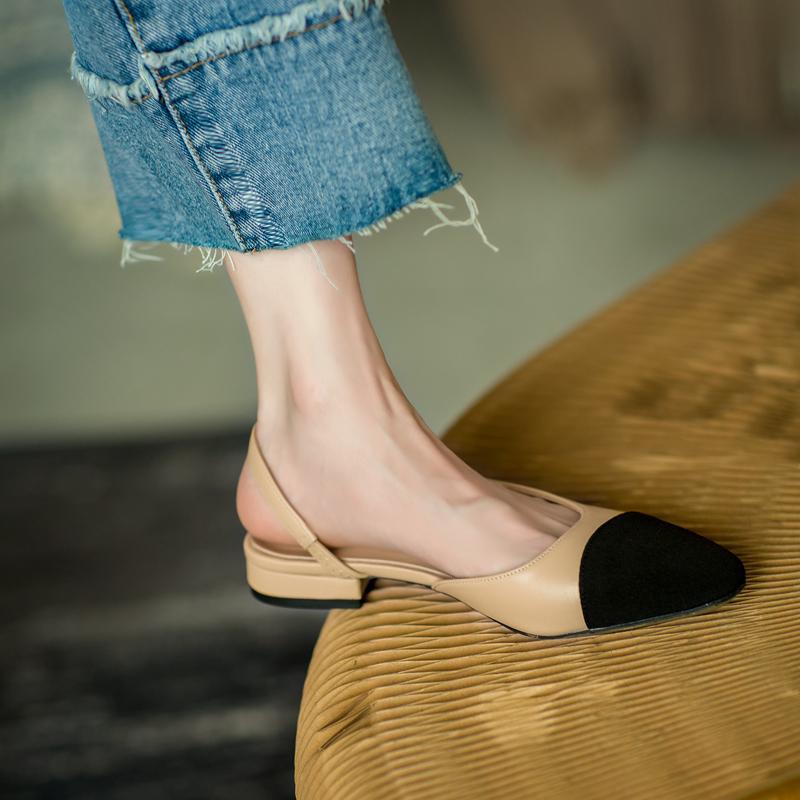 Block-Heel Cap-Toe Slingbacks — on model