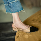 Block-Heel Cap-Toe Slingbacks — on model