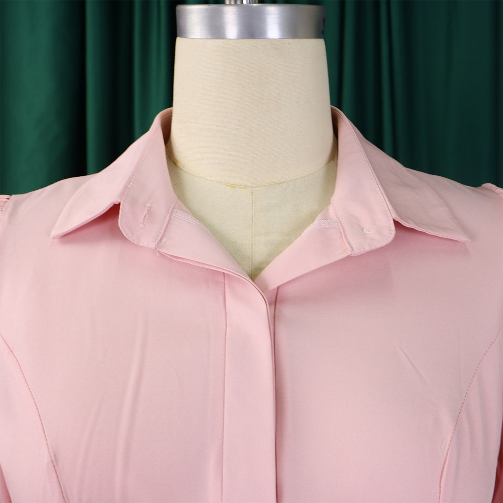 Puff-Sleeve Shirt Dress — detail
