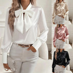 Women's Satin Bow Blouse