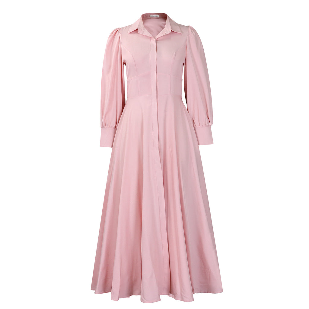 Puff-Sleeve Shirt Dress