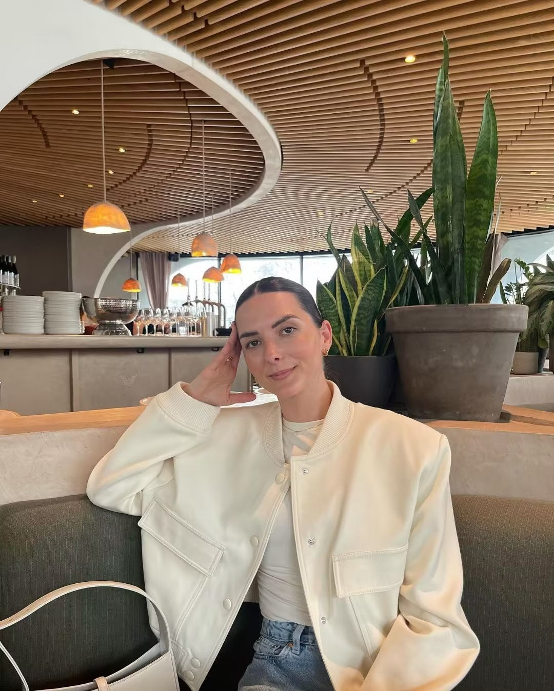 Utility Pocket Jacket in Cream — on model
