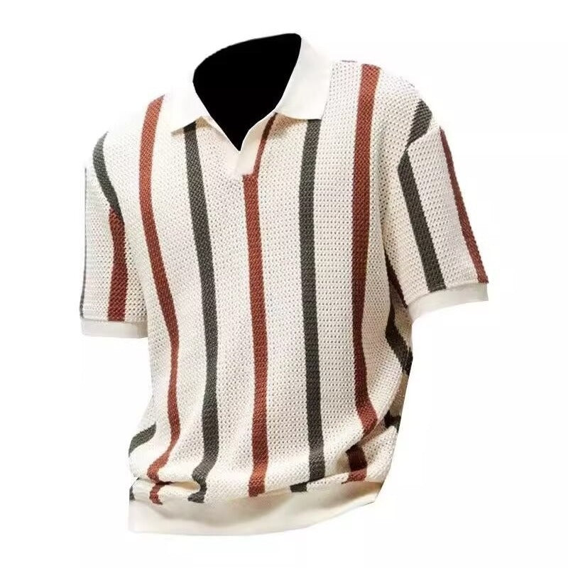 Open-Knit Stripe Polo