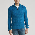 Cotton Cable-Knit Half-Zip Sweater — detail