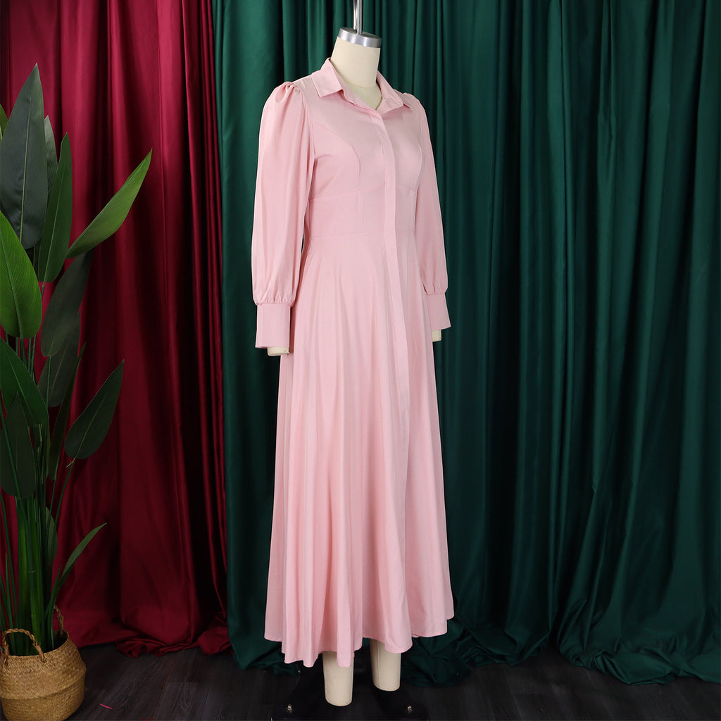 Puff-Sleeve Shirt Dress — detail