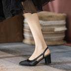 Block-Heel Cap-Toe Slingbacks — on model