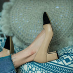 Block-Heel Cap-Toe Slingbacks — detail