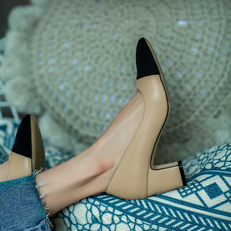 Block-Heel Cap-Toe Slingbacks — detail