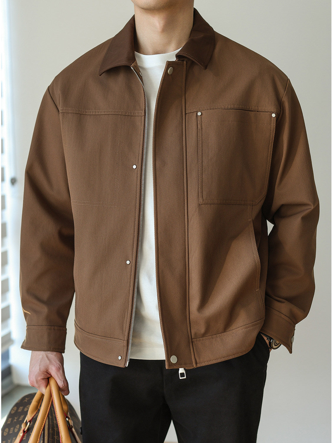 Contrast-Collar Chore Jacket