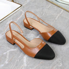 Block-Heel Cap-Toe Slingbacks in Cognac — still life