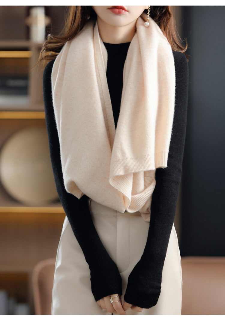 Draped Wool Shawl Cardigan — on model