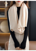 Draped Wool Shawl Cardigan — on model