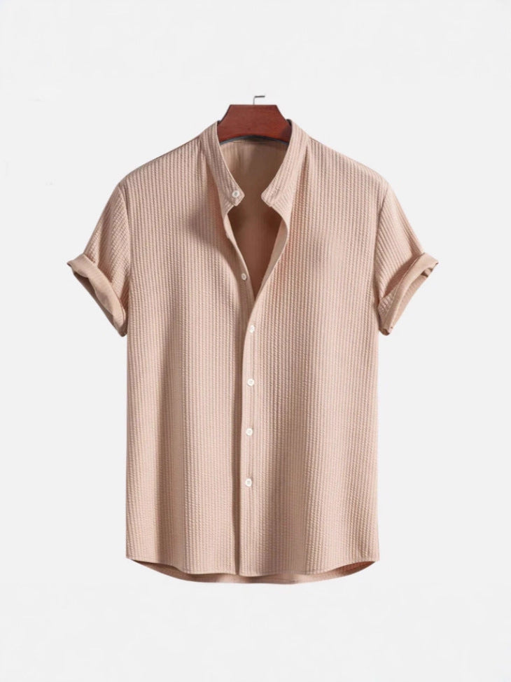 Corduroy Band-Collar Shirt