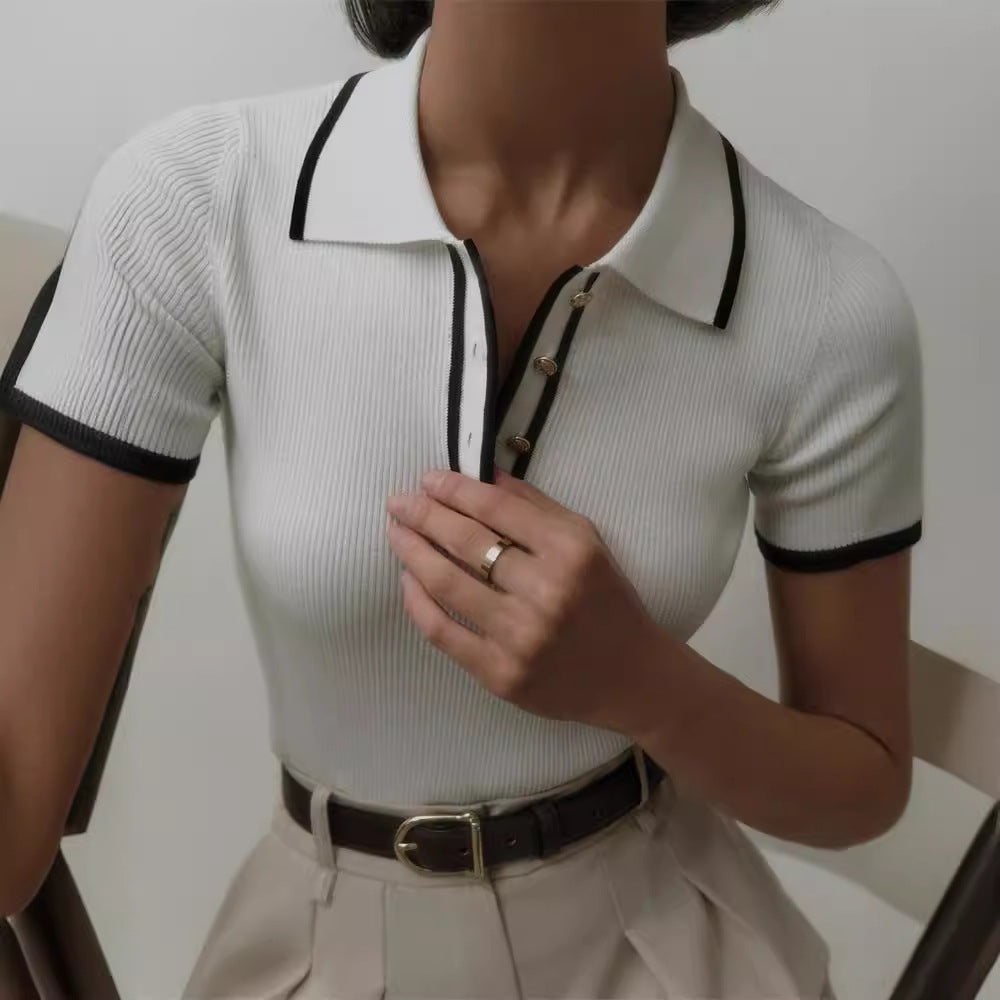 Contrast-Trim Knit Polo
