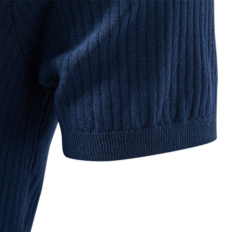 Ribbed Open-Collar Polo