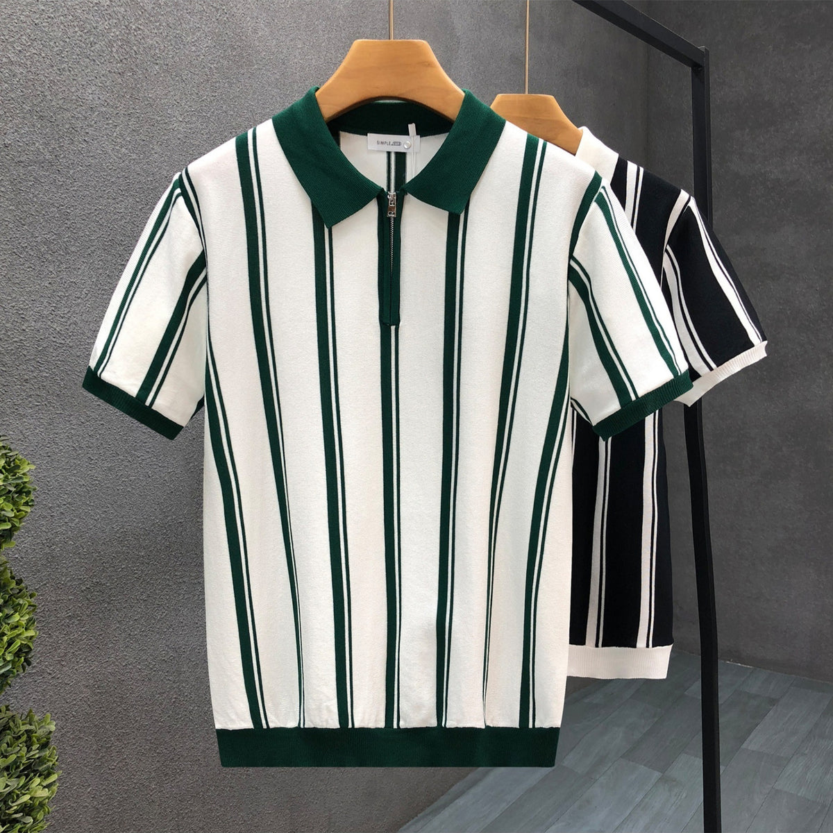 Zip Stripe Polo