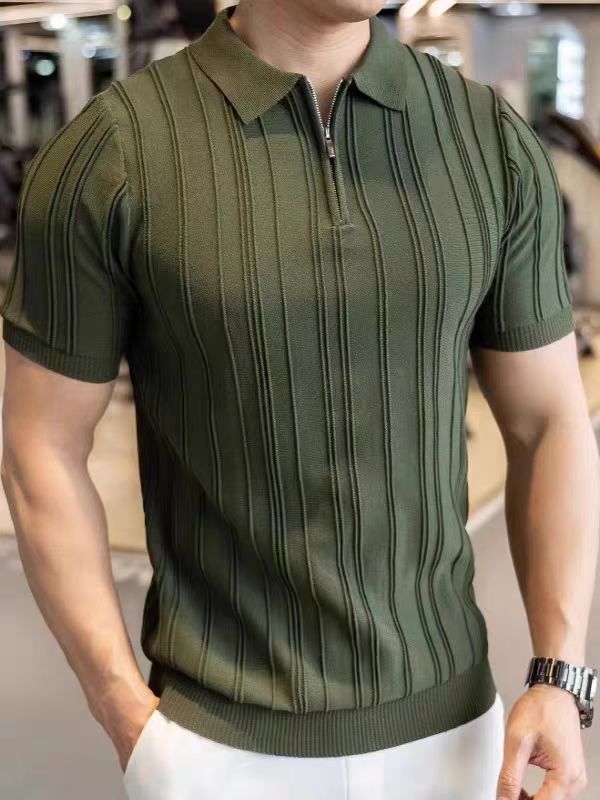 Ribbed Half-Zip Polo