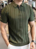 Ribbed Half-Zip Polo