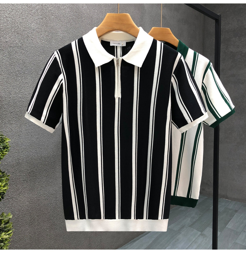 Zip Stripe Polo — detail