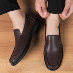 Plain-Vamp Leather Loafers