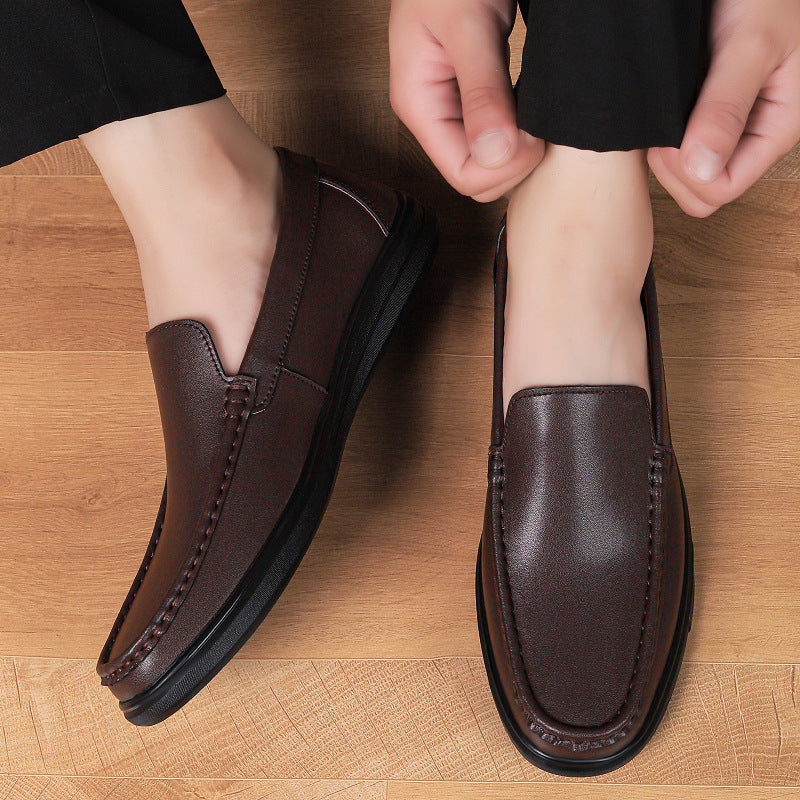Plain-Vamp Leather Loafers