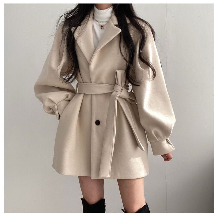 Belted Swing Coat — detail