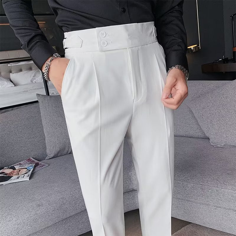 High-Rise Buckle-Waist Trousers