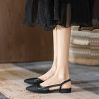 Block-Heel Cap-Toe Slingbacks — on model