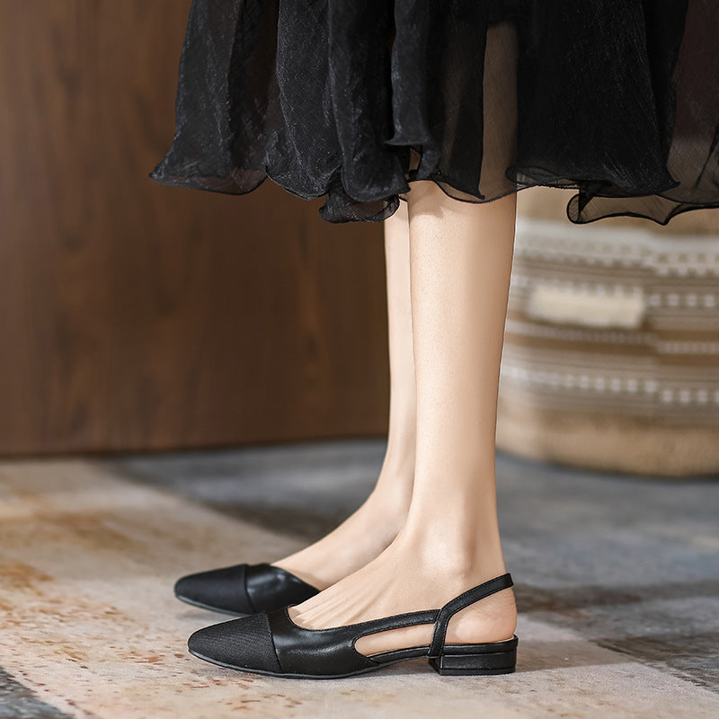 Block-Heel Cap-Toe Slingbacks — on model