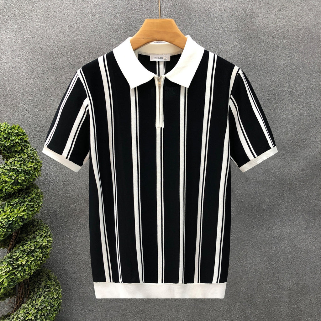 Zip Stripe Polo