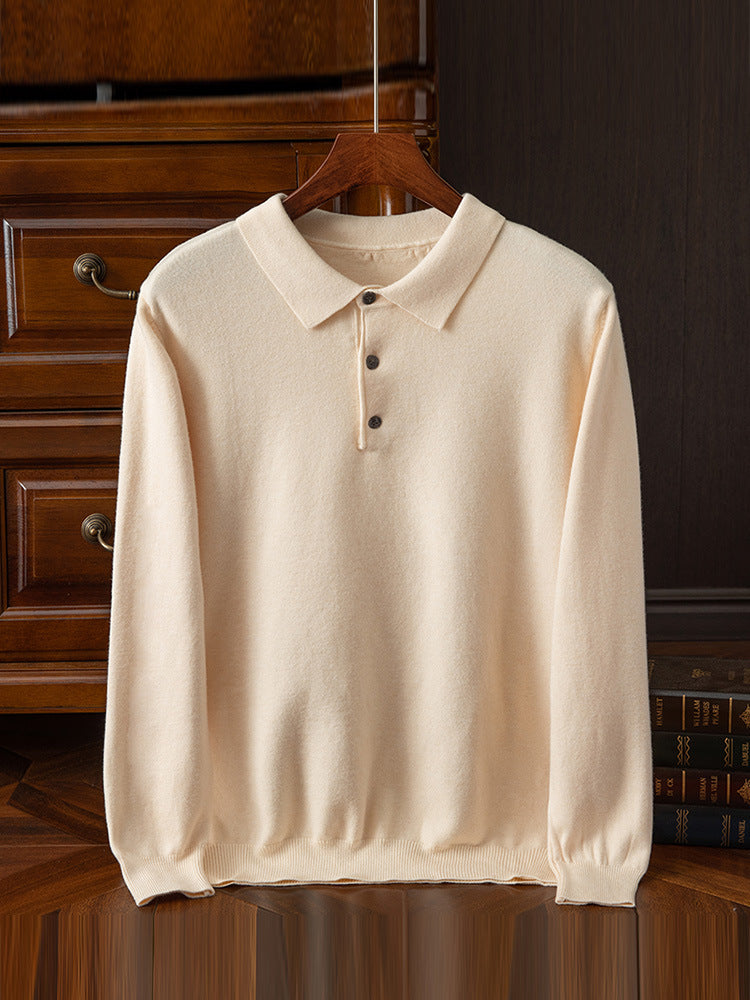 Button-Collar Polo Sweater