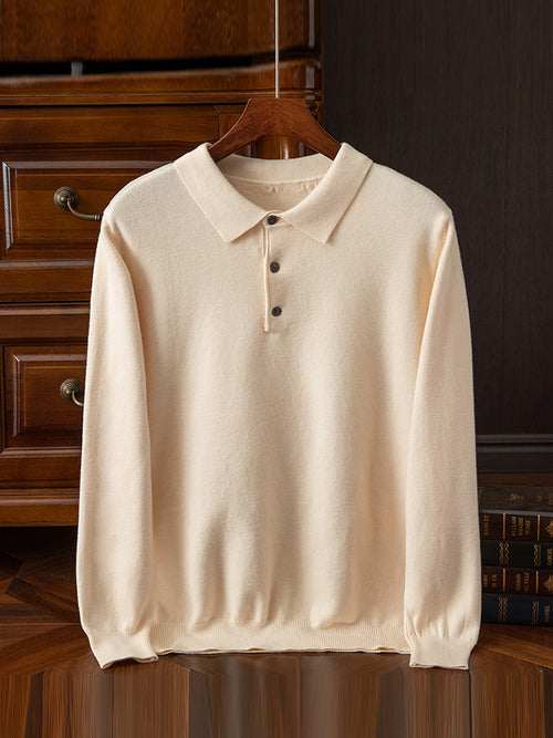 Button-Collar Polo Sweater