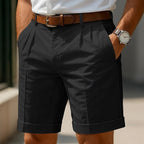 Pleated Turn-Up Shorts — detail