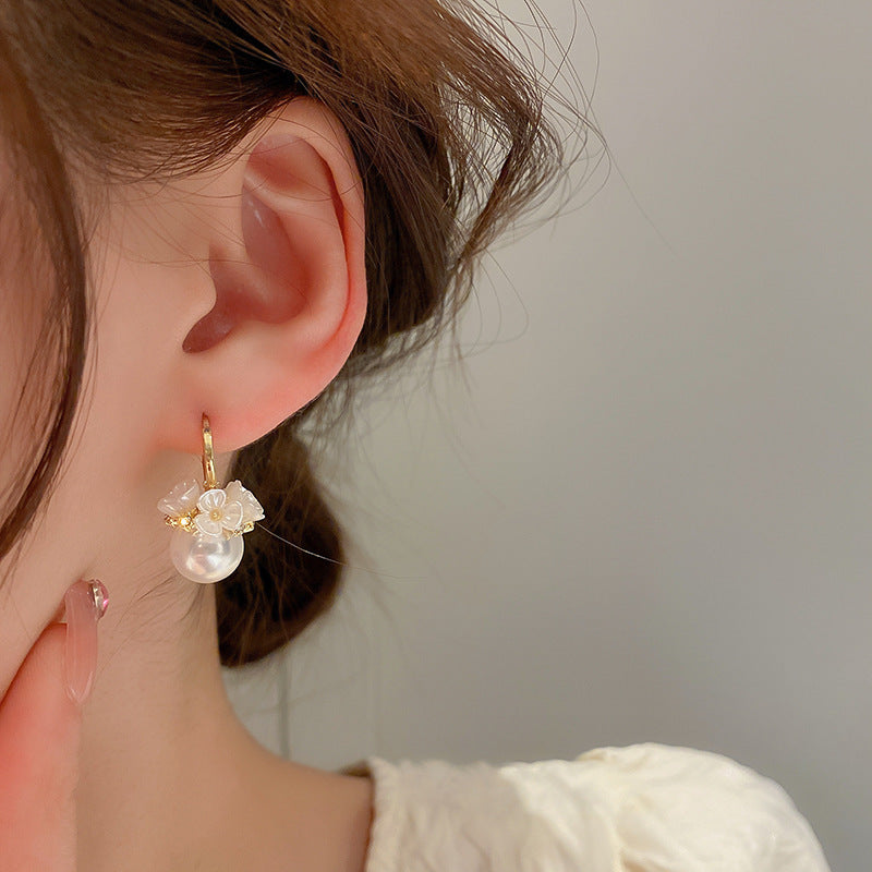 Floral Pearl Earrings — detail