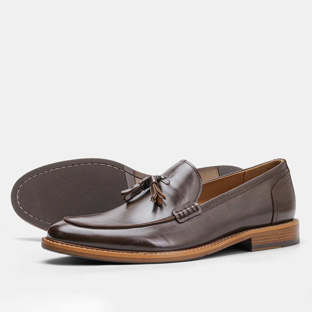 Burnished Tassel Loafers — detail