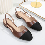 Block-Heel Cap-Toe Slingbacks in Brown — still life