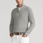 Cotton Cable-Knit Half-Zip Sweater