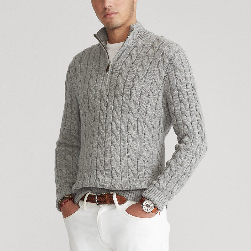 Cotton Cable-Knit Half-Zip Sweater
