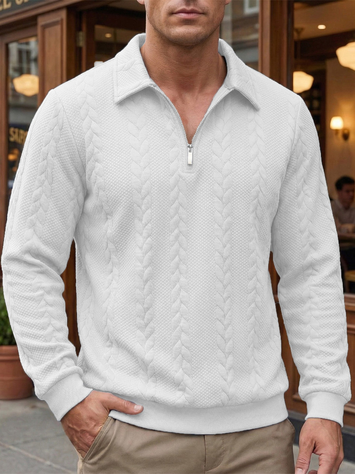 Textured Quarter-Zip Sweater