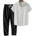 Striped Camp-Collar Set