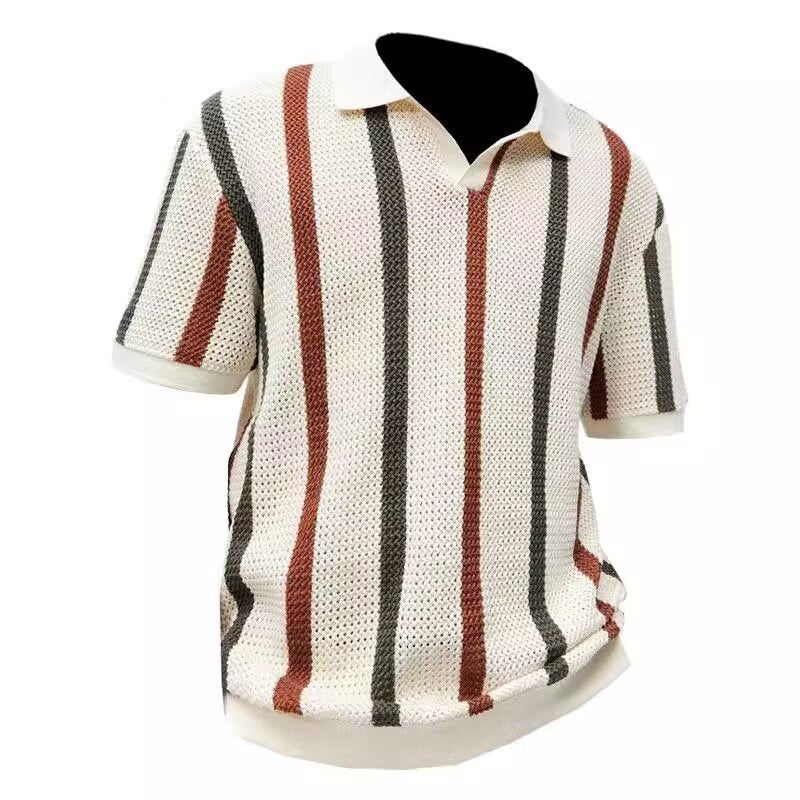 Open-Knit Stripe Polo — detail