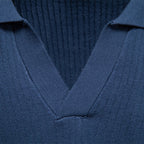 Ribbed Open-Collar Polo