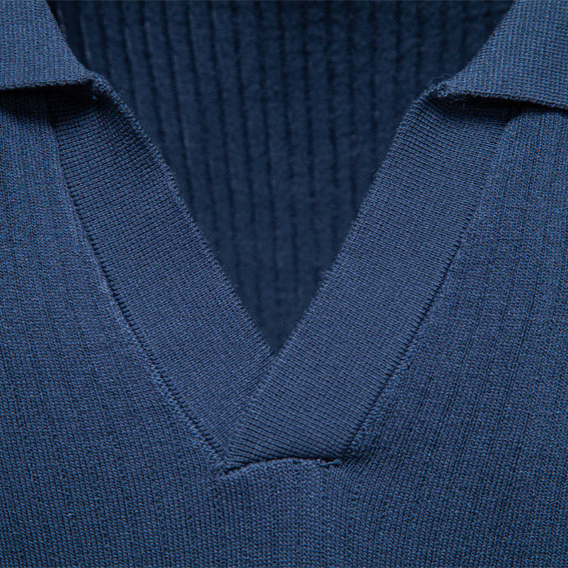 Ribbed Open-Collar Polo