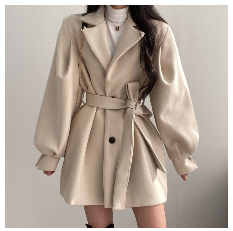 Belted Swing Coat — detail